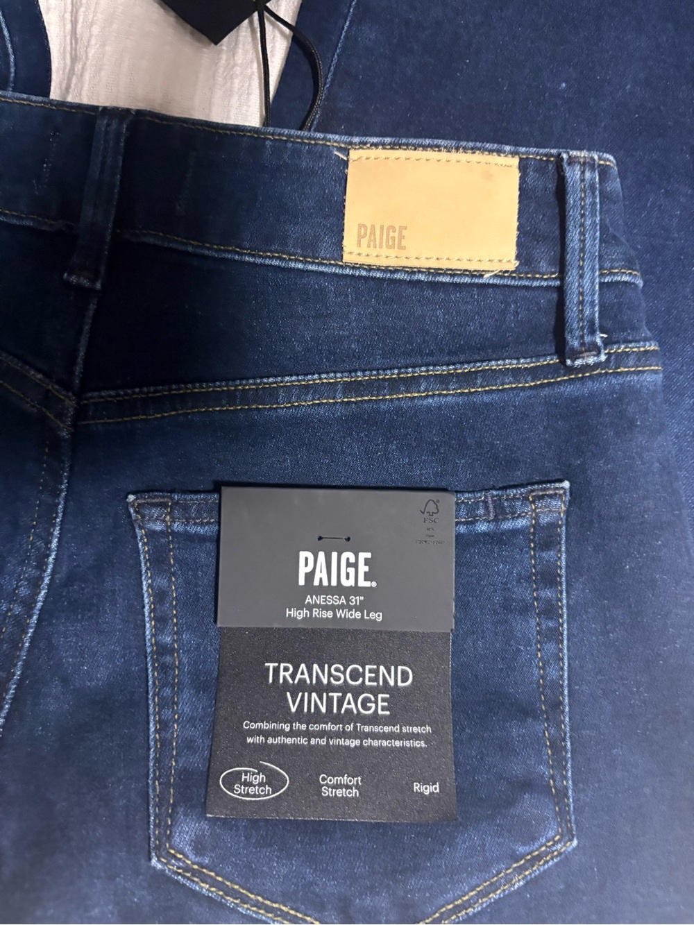 PAIGE Anessa High-Rise Wide Leg Jeans - Dark Indigo Blue